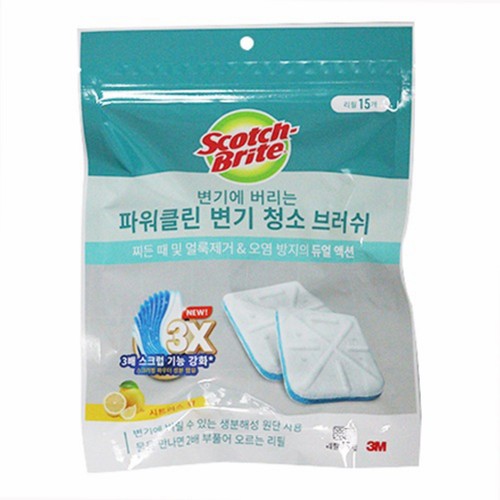 3M 파워클린 변기 청소 브러쉬 리필 (15개)