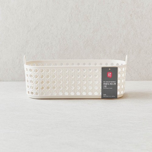 오늘좋은 라운드 바스켓 (1.8L, 크림) (26.5*11*10.5CM)