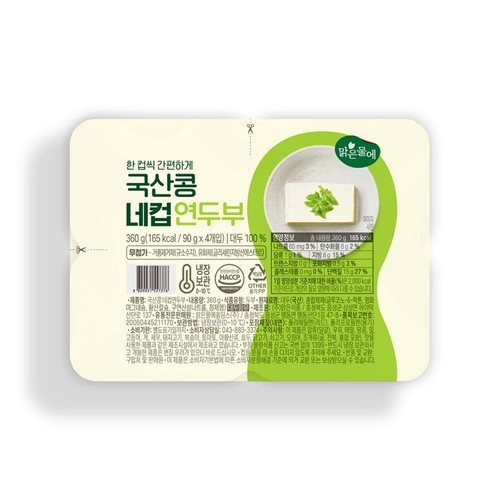 맑은물에 국산콩 네컵연두부 (360G)