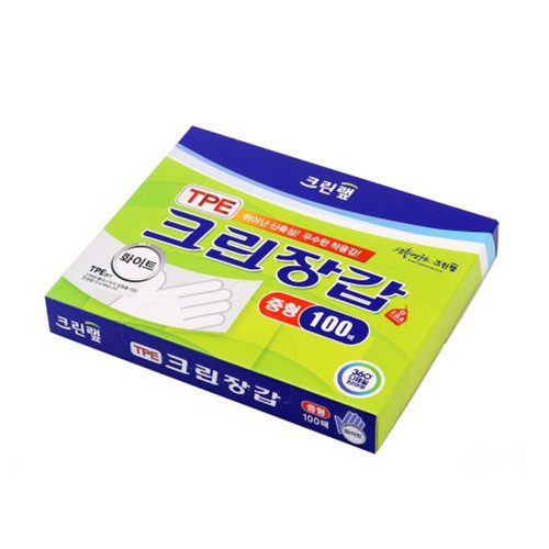 TPE 크린장갑 화이트 (중) (100매)