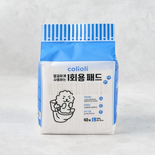 콜리올리 깔끔하게 사용하는 1회용 패드 (L) (40매)