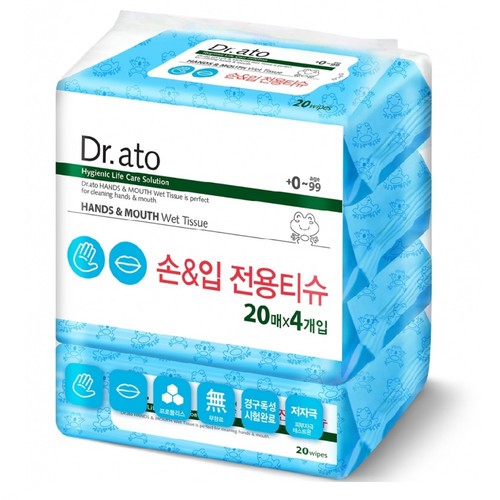 닥터아토 손&입 전용티슈 (20매*4입)