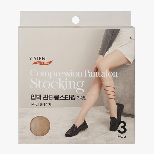 BEIGE/M-L 비비안 여성 압박 판타롱 스타킹 (3매)