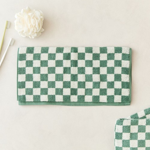 오늘좋은 체커보드 세면타월 3P (그린) (40*80CM)