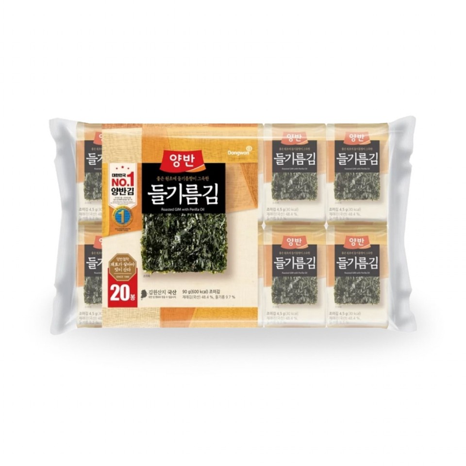 양반 들기름향이 그윽한 김(식탁) (4.5G*20봉)ㅣ롯데마트 제타 최상의 신선 식품과 다양한 간편식을 롯데마트 제타에서 만나보세요