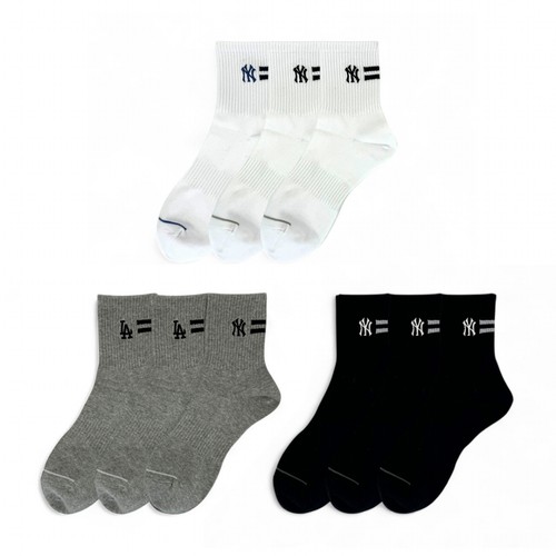BLACK/26 MLB 남성 이선 중목 양말 (3매)