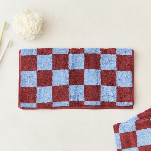 오늘좋은 빅 체커보드 세면타월 3P (브라운) (40*80CM)