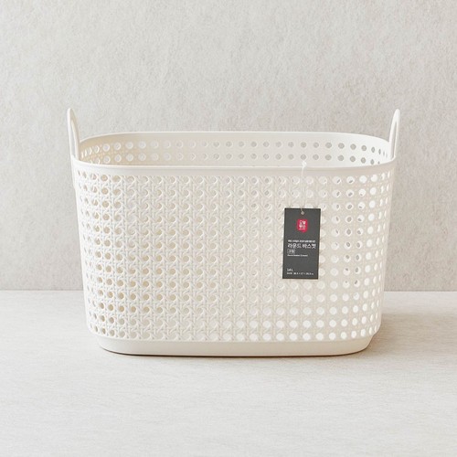 오늘좋은 라운드 바스켓 (14L, 크림) (38.5*27*26.5CM)