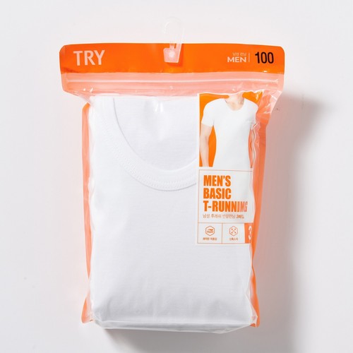 WHITE/105 TRY 남성 반팔런닝 (3입)