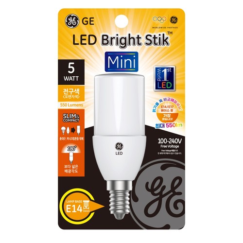 전구색 GE 루미트론 스틱 LED (E14, 5W) (5W)