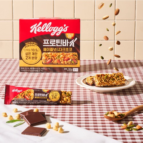 켈로그 프로틴바K 헤이즐넛&다크초코 (120G)