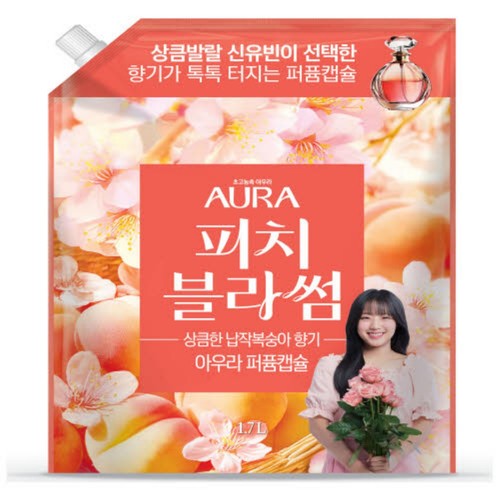 아우라 퍼퓸캡슐 섬유유연제 피치 (리필) (1.7L)