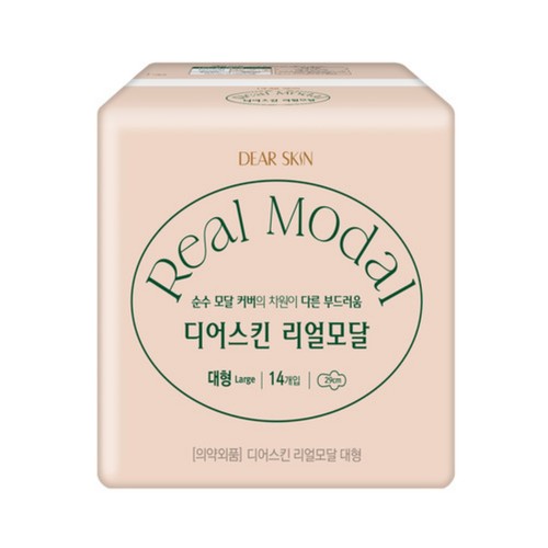 디어스킨 리얼모달 생리대 (대형) (14개)