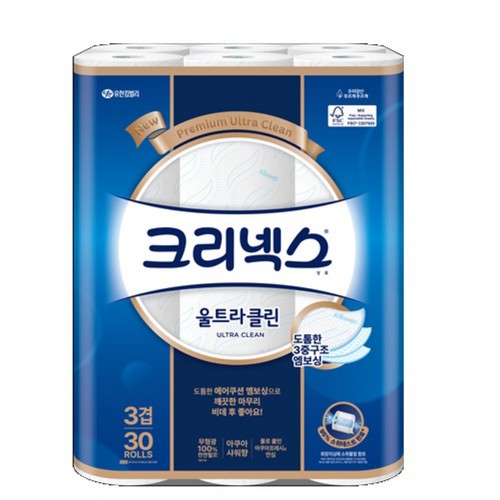 크리넥스 울트라클린 3겹 화장지 (30M*30롤)