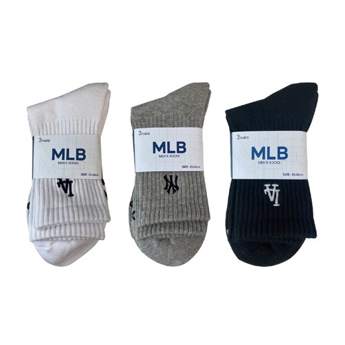 GREY/26 MLB 남성 이선 파일 중목 양말 (3매)