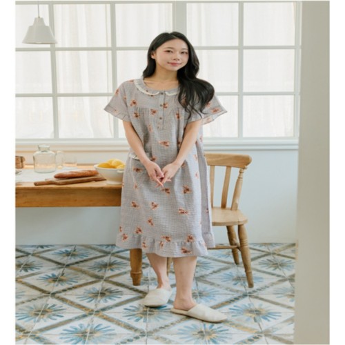 BROWN/FREE 라임 여성 리얼베어 반팔원피스