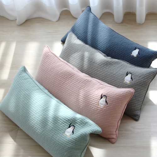자수 피그 메밀 베개(민트) (24*48CM)