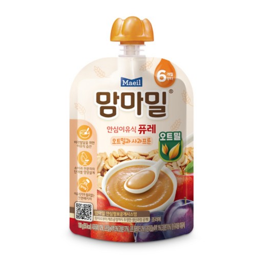 매일 맘마밀 퓨레 오트밀과 사과프룬 (6개월) (100G)