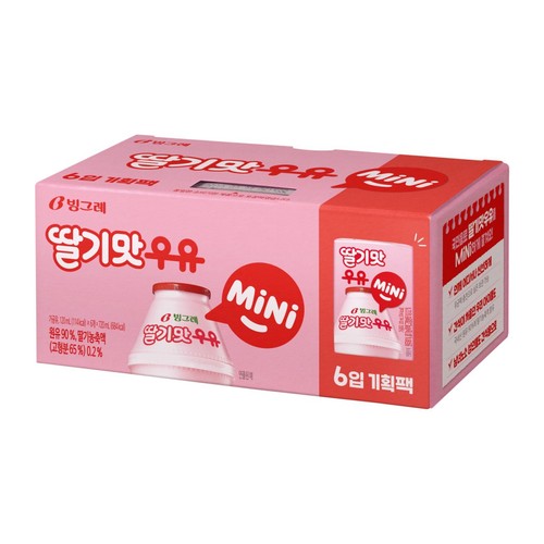 빙그레 딸기맛 우유 Mini (120ML*6)