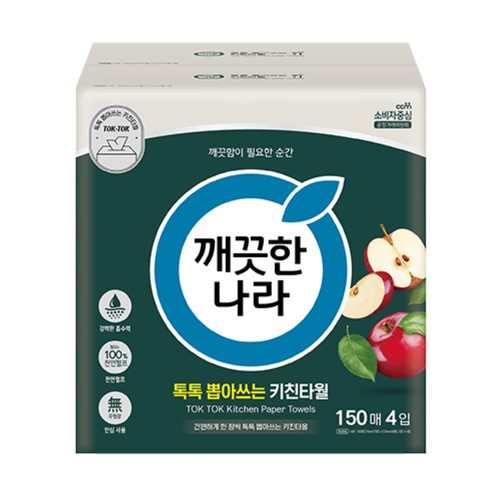 깨끗한나라 뽑아쓰는키친타월 (150매*4)