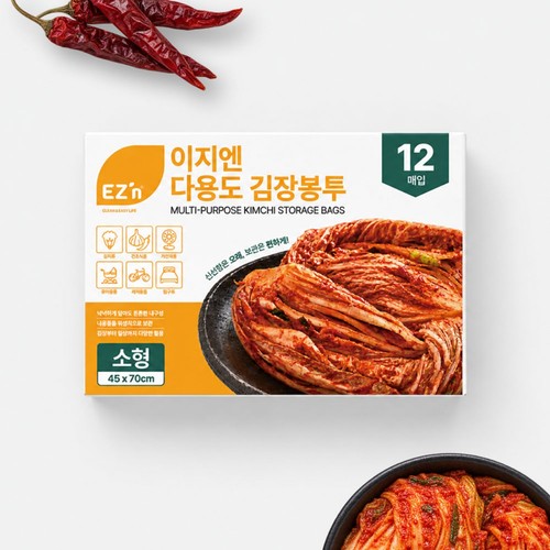 이지엔 다용도 김장봉투 (소형, 12매) (45*70CM)