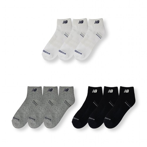 BLACK/26 뉴발란스 남성 로고 파일 자수 단목 양말 (3매)