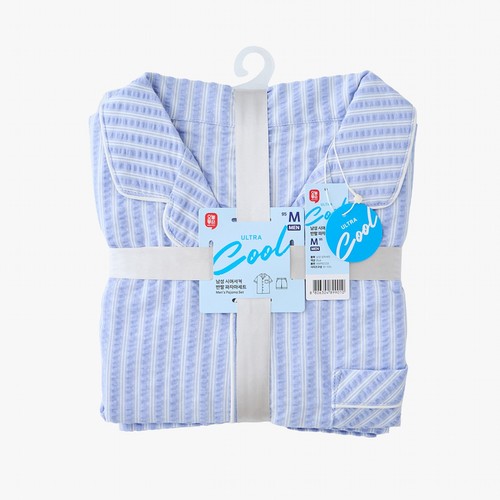 BLUE/XL 오늘좋은 남성 시어서커 반팔 파자마세트