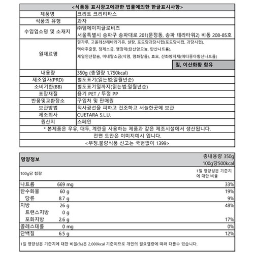 크리트 크리티타스 크래커 (350G)