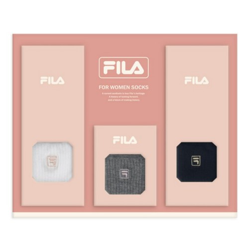 [추석 선물세트 사전예약] 멀티색상 휠라 여성 캐주얼 자수 양말 세트 (3매)