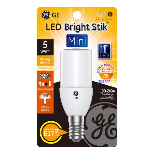 전구색 GE 루미트론 스틱 LED (E17, 5W) (5W)