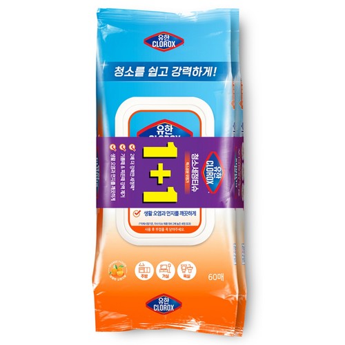 유한락스 청소세정티슈 오렌지 (60매*2입)