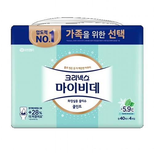 크리넥스 마이비데 쿨민트 엑스라지 캡 (40매*4입)