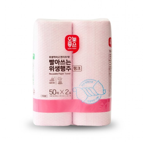 오늘좋은 빨아쓰는위생행주 핑크 (50매*2롤)