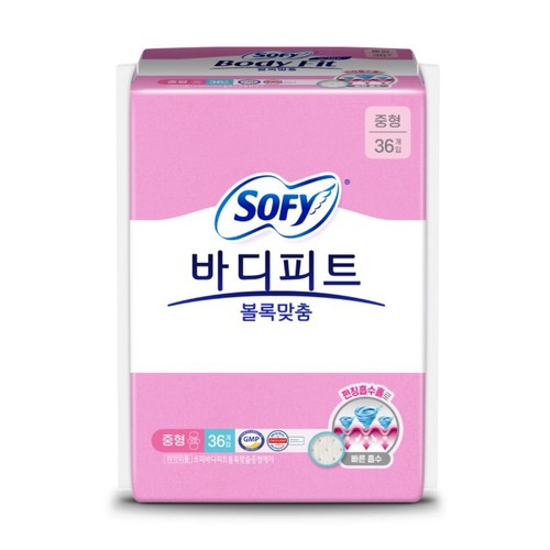 쏘피 바디피트 볼록맞춤 생리대 (중형) (36입)
