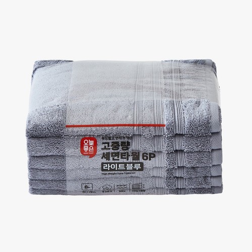 오늘좋은 고중량 세면타월 (6P,라이트블루) (40*76CM)