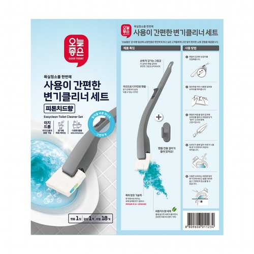 오늘좋은 사용이 간편한 변기클리너 세트 (피톤치드향) (핸들1+걸이1+리필18입)
