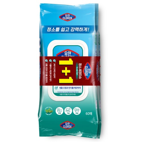 유한락스 청소세정티슈 프레시센트 (60매*2입)
