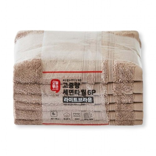 오늘좋은 고중량 세면타월 (6P,라이트브라운) (40*76CM)