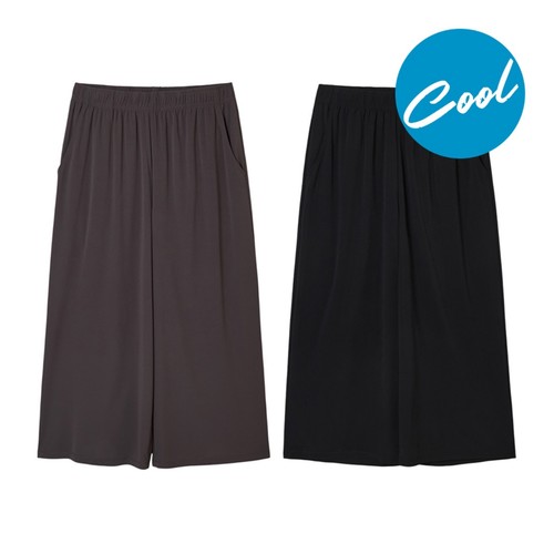 BROWN/L 오늘좋은 여성 찰랑이 와이드 8부팬츠