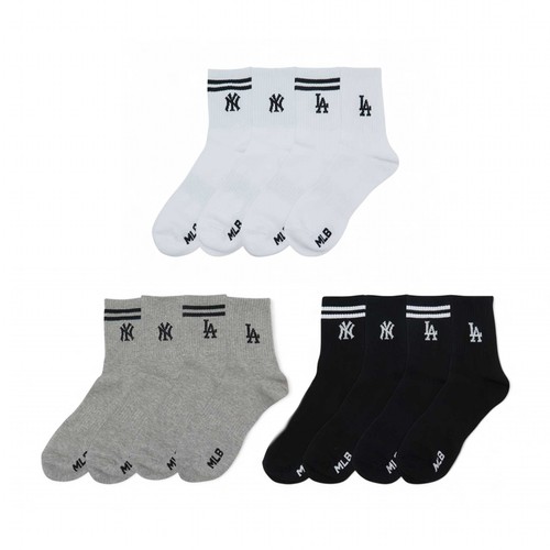 WHITE/26 MLB 남성 심플 중목 양말 (4매)