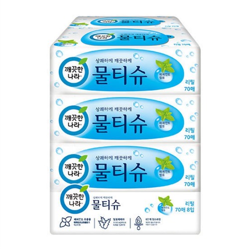 깨끗한나라 페퍼민트 물티슈 (70매*8입)