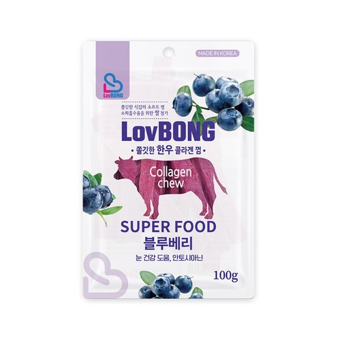 쫄깃한 한우 콜라겐껌 (블루베리) (100G)