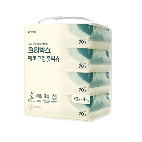 크리넥스 에코그린 생분해 물티슈 (70매*4입)