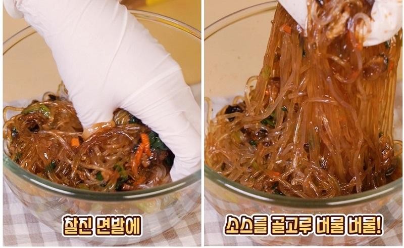 With chewy noodles