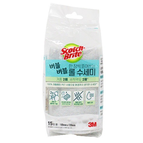 3M 버블버블 롤 수세미 (15매)