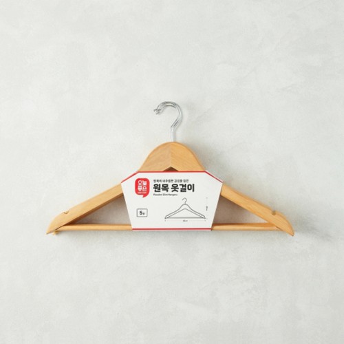 오늘좋은 원목 옷걸이 (5입) (44*23*1.2CM)